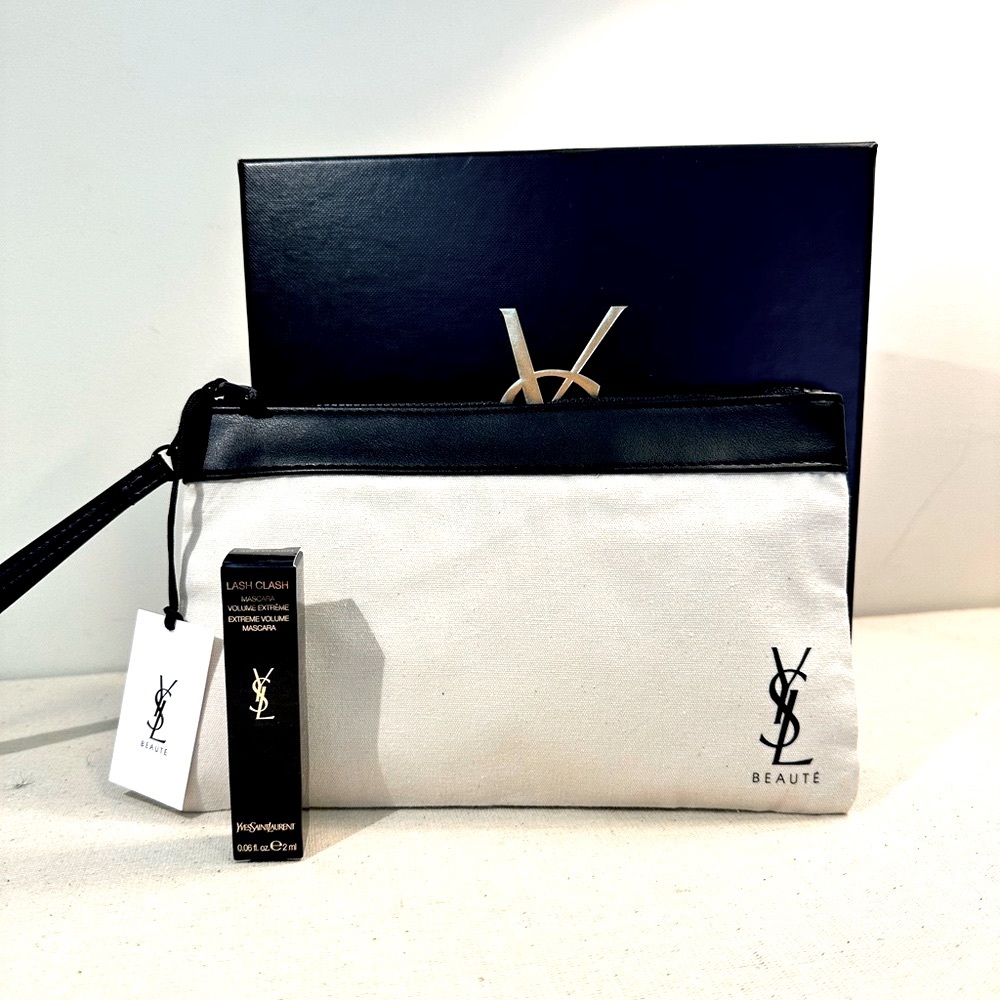 Yves Saint Laurent YSL Beaute Cosmetic Canvas Pouch with Travel Size Mas…